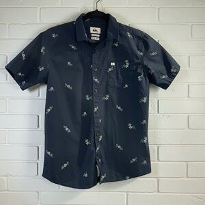 Quiksilver Boys Large Floral Button Down Shirt Y2K Beach Aesthetic
